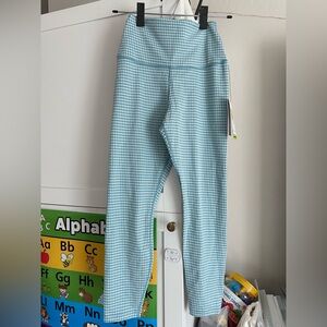 Nike Yoga High Rise Crop Leggings light blue check